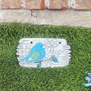 Decorative Plaque with Blue Bird and Flowers